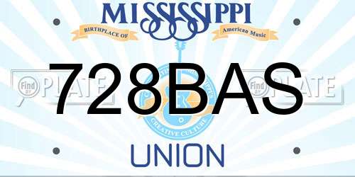 728BAS Mississippi License Plate