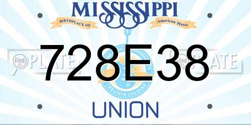 728E38 Mississippi License Plate