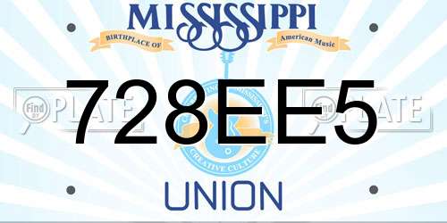 728EE5 Mississippi License Plate