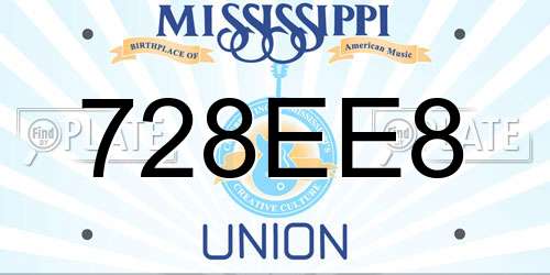 728EE8 Mississippi License Plate