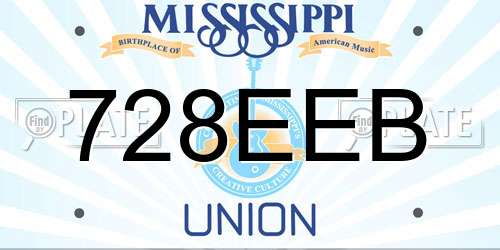 728EEB Mississippi License Plate