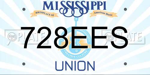 728EES Mississippi License Plate