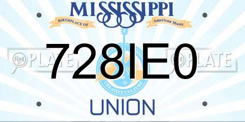 728IE0 Mississippi License Plate