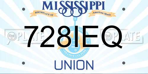 728IEQ Mississippi License Plate