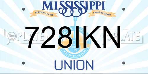 728IKN Mississippi License Plate