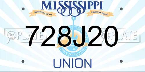728J20 Mississippi License Plate