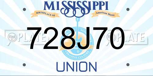 728J70 Mississippi License Plate