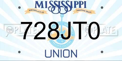 728JT0 Mississippi License Plate