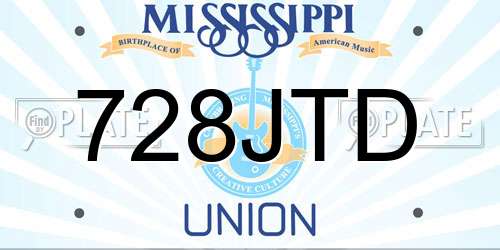 728JTD Mississippi License Plate