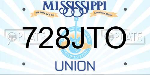 728JTO Mississippi License Plate