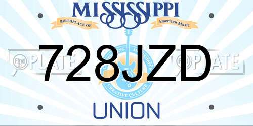 728JZD Mississippi License Plate