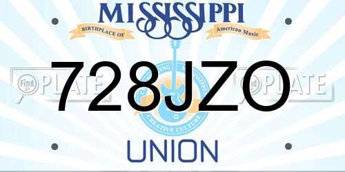 728JZO Mississippi License Plate