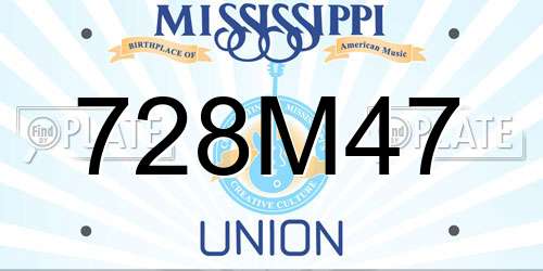 728M47 Mississippi License Plate