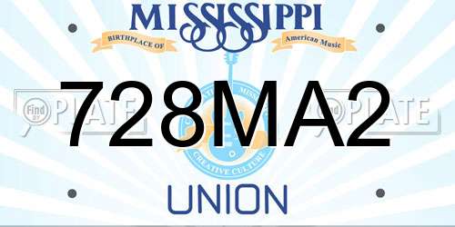 728MA2 Mississippi License Plate