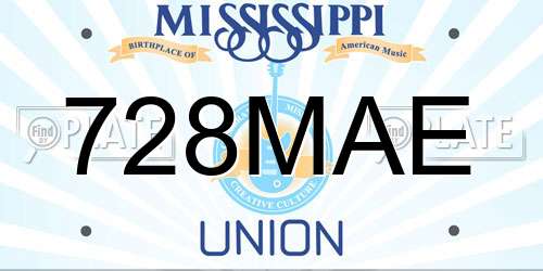 728MAE Mississippi License Plate