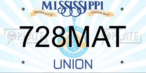 728MAT Mississippi License Plate