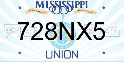 728NX5 Mississippi License Plate