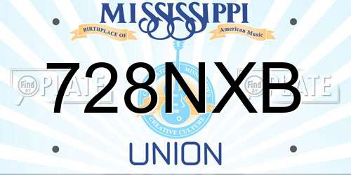 728NXB Mississippi License Plate