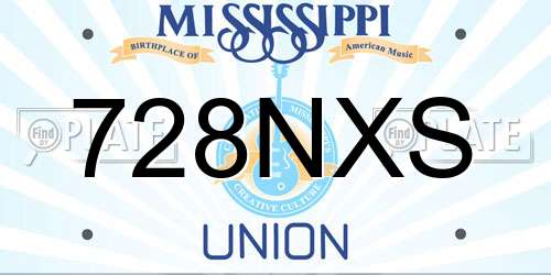 728NXS Mississippi License Plate