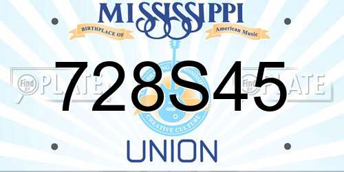 728S45 Mississippi License Plate