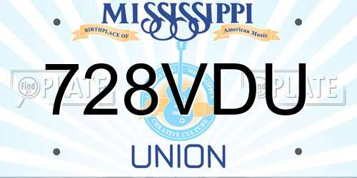 728VDU Mississippi License Plate