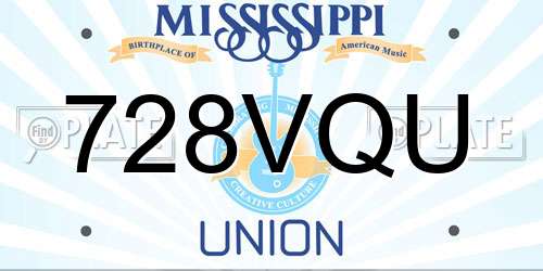 728VQU Mississippi License Plate