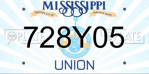 728Y05 Mississippi License Plate