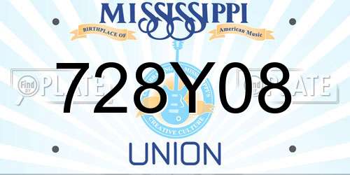 728Y08 Mississippi License Plate