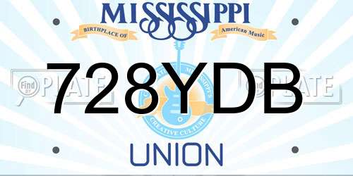 728YDB Mississippi License Plate