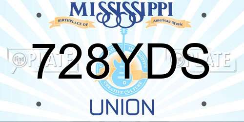 728YDS Mississippi License Plate