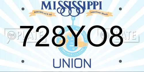 728YO8 Mississippi License Plate