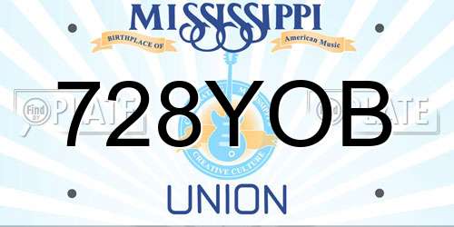728YOB Mississippi License Plate