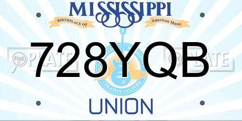 728YQB Mississippi License Plate
