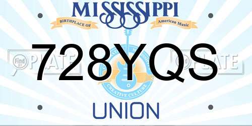 728YQS Mississippi License Plate