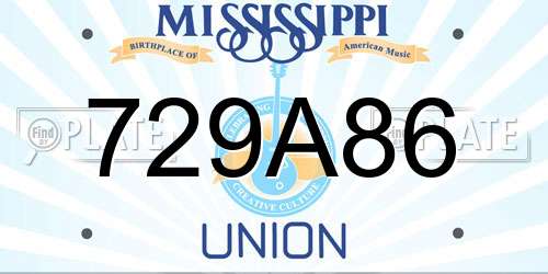 729A86 Mississippi License Plate