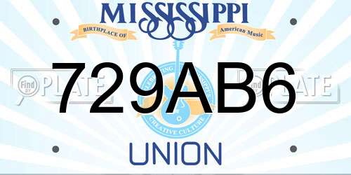 729AB6 Mississippi License Plate
