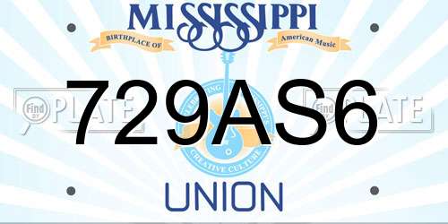 729AS6 Mississippi License Plate