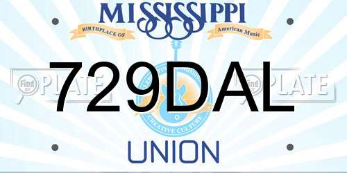 729DAL Mississippi License Plate