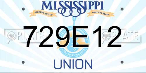 729E12 Mississippi License Plate