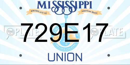 729E17 Mississippi License Plate