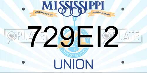 729EI2 Mississippi License Plate