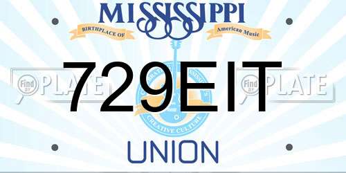 729EIT Mississippi License Plate