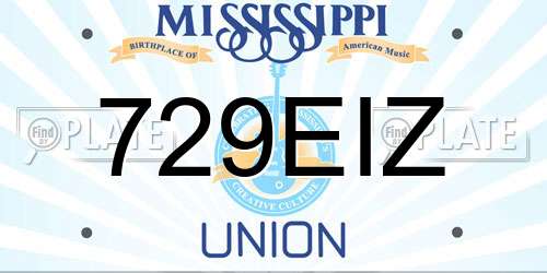 729EIZ Mississippi License Plate
