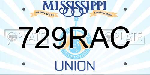 729RAC Mississippi License Plate