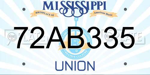 72AB335 Mississippi License Plate