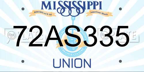 72AS335 Mississippi License Plate