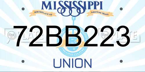 72BB223 Mississippi License Plate
