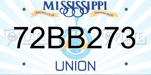 72BB273 Mississippi License Plate