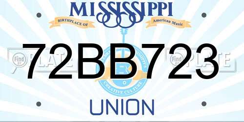 72BB723 Mississippi License Plate
