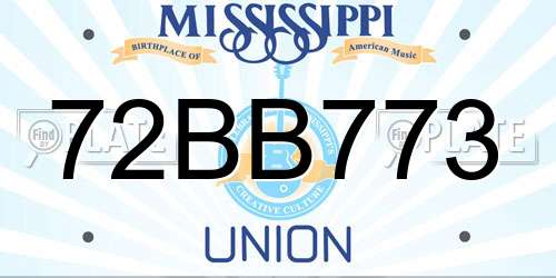 72BB773 Mississippi License Plate